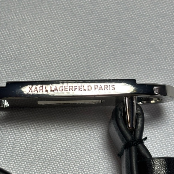 Karl Lagerfeld Women’s Black Leather Belt Size 2 - Picture 2 of 9